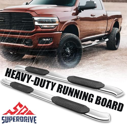 5'' Curved Oval Running Boards Compatible with 2004-2014 Ford F-150 Super (Extended) Cab