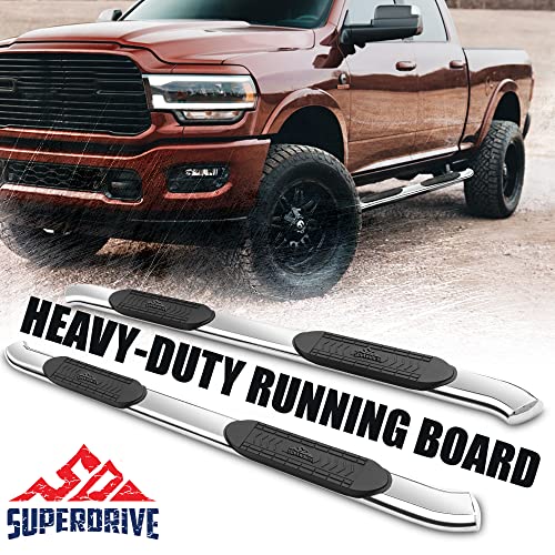 4'' Curved Oval Running Boards Compatible with 2009-2020 Dodge Ram 1500 2500 3500 Quad Cab