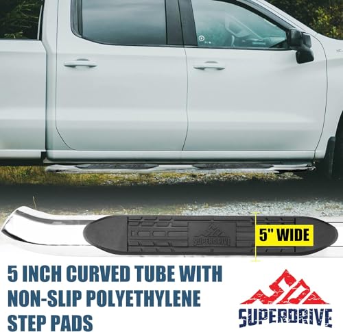 5'' Curved Oval Running Boards Compatible with 2004-2014 Ford F-150 Super (Extended) Cab