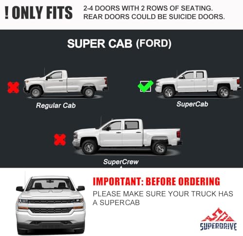 5'' Curved Oval Running Boards Compatible with 2004-2014 Ford F-150 Super (Extended) Cab