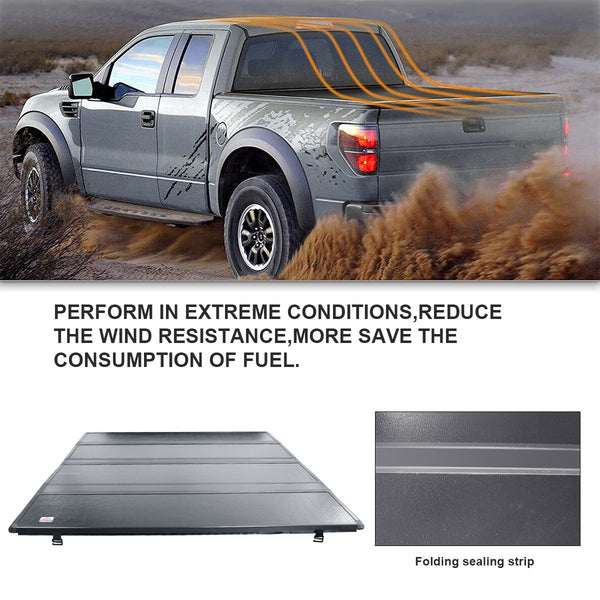 5.8 Feet Quad Fold Hard Truck Bed Tonneau Cover Fits 15-18 Silverado Sierra 2500/3500