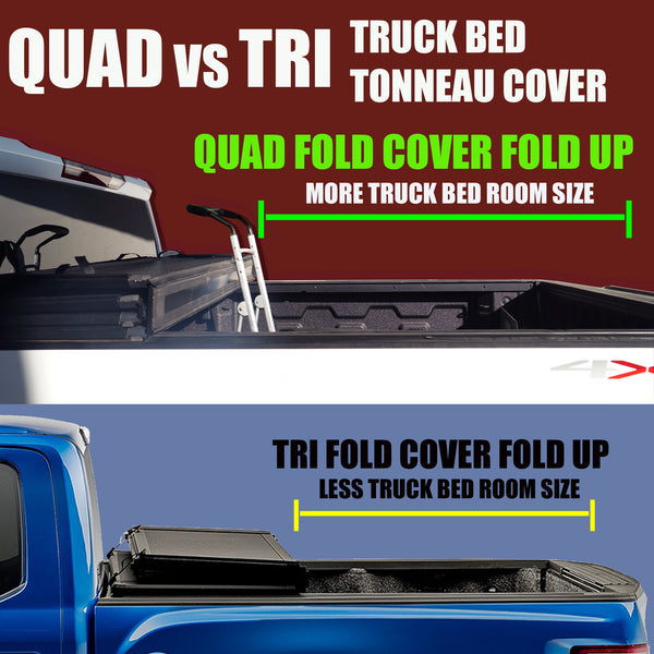 5.7 Feet Quad Fold Truck Bed Tonneau Cover Fits 2009-2021 Dodge Ram 1500/2500 / 3500